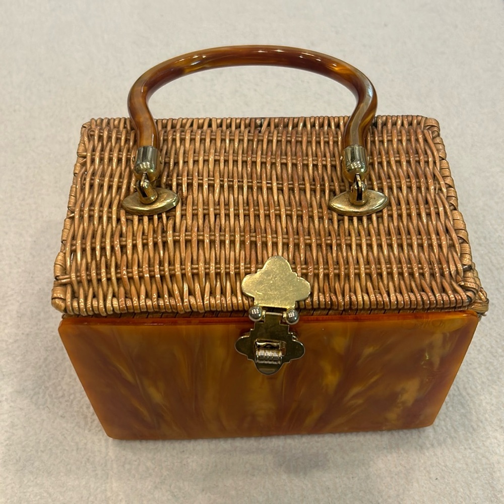 Vintage Stylecraft of Miami lucite and wicker purse